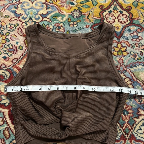 Aerie Cropped Tank Top Ribbed Brown Women’s Large Twist Front Lightweight - Picture 9 of 9